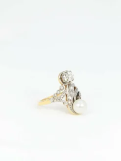 Bague toi et moi Belle-Epoque diamants et perle