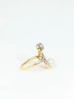 Bague toi et moi Belle-Epoque diamants et perle