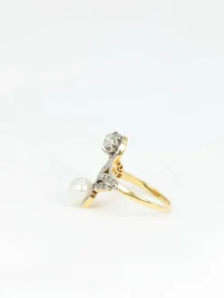 Bague toi et moi Belle-Epoque diamants et perle