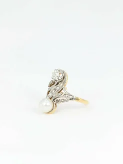 Bague toi et moi Belle-Epoque diamants et perle