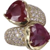 Bague Toi et moi coeur rubis et diamant
