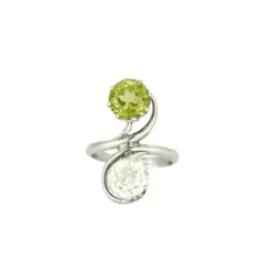 Bague Toi et Moi diamant et péridot