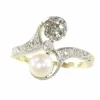 Bague toi et moi, diamant et perle