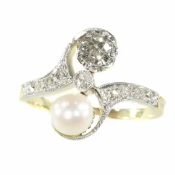 Bague toi et moi, diamant et perle