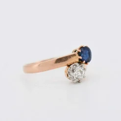 Bague Toi et Moi Diamant et Saphir circa 1900