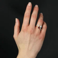 Bague toi et moi diamants et rubis
