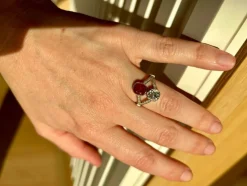 Bague "Toi et Moi" en diamant rubis naturel non chauffé certifié victorien