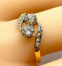 Bague toi et moi en or 18 carats en diamants, vers 1900