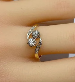 Bague toi et moi en or 18 carats en diamants, vers 1900