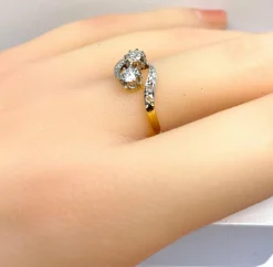 Bague toi et moi en or 18 carats en diamants, vers 1900