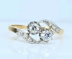 Bague toi et moi en or 18 carats en diamants, vers 1900