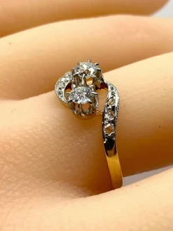 Bague toi et moi en or 18 carats en diamants, vers 1900