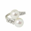 Bague Toi et Moi en or blanc, perles de culture et diamants