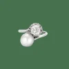 Bague Toi et Moi en or blanc diamant perle