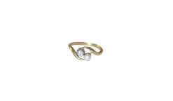 Bague Toi et Moi en Or Jaune Platine Perle et Diamant