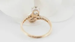 Bague Toi et Moi en or jaune, diamants et perle de culture