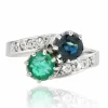 Bague toi et moi émeraude saphir diamants