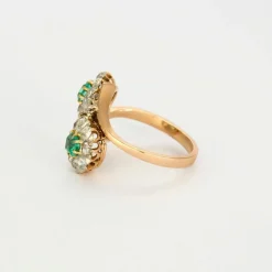 Bague Toi et Moi émeraudes diamants