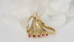 Bague Toi et Moi Oiseaux pierre de Lune et Rubis