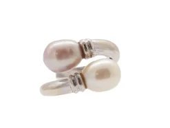 Bague Toi et moi or blanc et perle