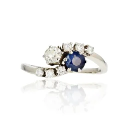Bague toi et moi or blanc saphir diamants