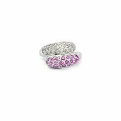 Bague Toi et Moi or blanc diamants spinelles