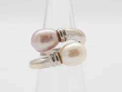 Bague Toi et moi or blanc et perle