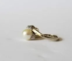 Bague Toi et Moi or blanc diamant et perle de culture