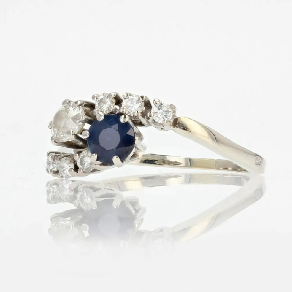 Bague toi et moi or blanc saphir diamants