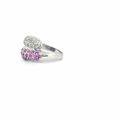Bague Toi et Moi or blanc diamants spinelles