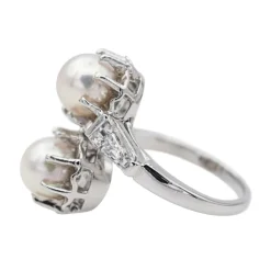 Bague Toi et moi Or blanc Perle, Diamant