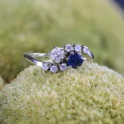 Bague toi et moi or blanc saphir diamants