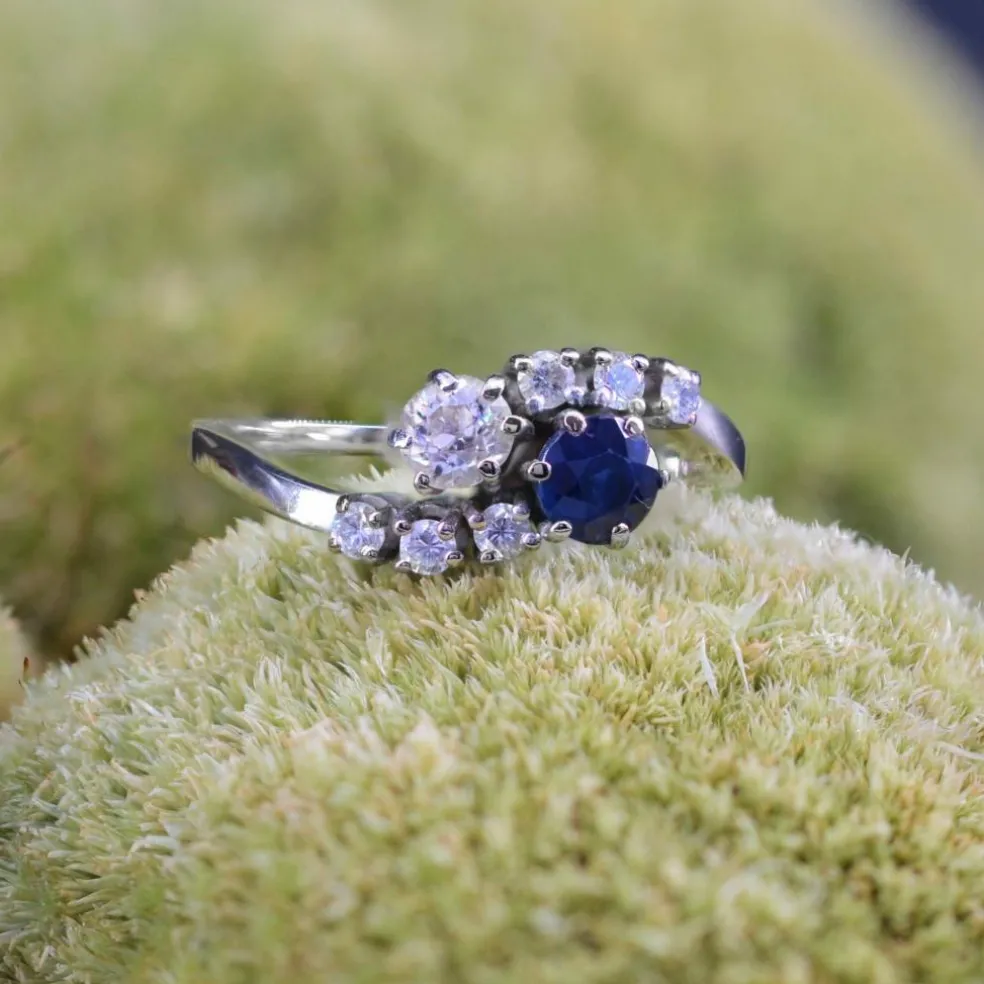 Bague toi et moi or blanc saphir diamants