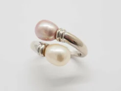 Bague Toi et moi or blanc et perle