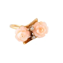 Bague toi et moi or corail diamant