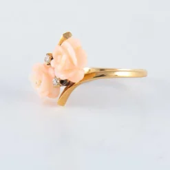 Bague toi et moi or corail diamant
