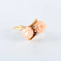 Bague toi et moi or corail diamant