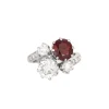 Bague Toi et Moi or gris diamants et rubis