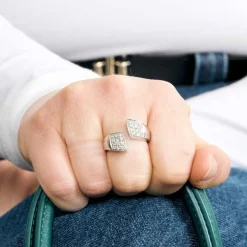 Bague toi et moi or gris et diamants