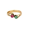 Bague toi et moi or jaune rubis émeraude