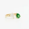 Bague Toi et Moi or jaune, diamant et grenat tsavorite
