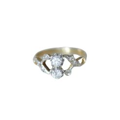 Bague "Toi et Moi" Or jaune Platine Diamants