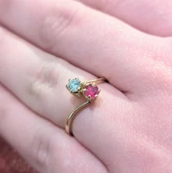 Bague Toi et Moi or jaune diamant et rubis