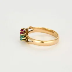 Bague toi et moi or jaune rubis émeraude