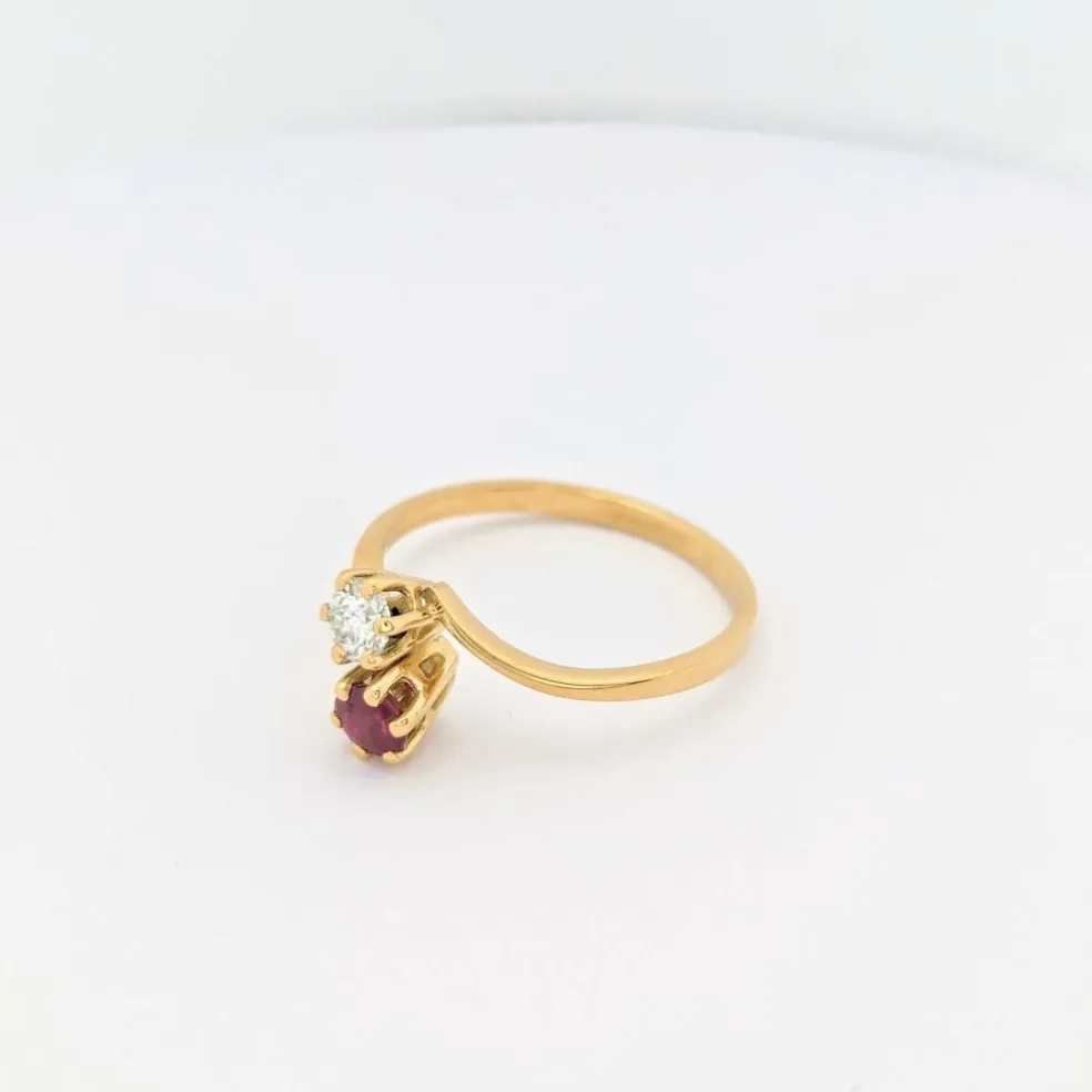 Bague Toi et Moi or jaune diamant et rubis