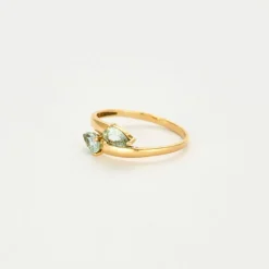 Bague Toi et Moi or jaune aigues-marines