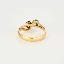 Bague toi et moi or jaune rubis émeraude