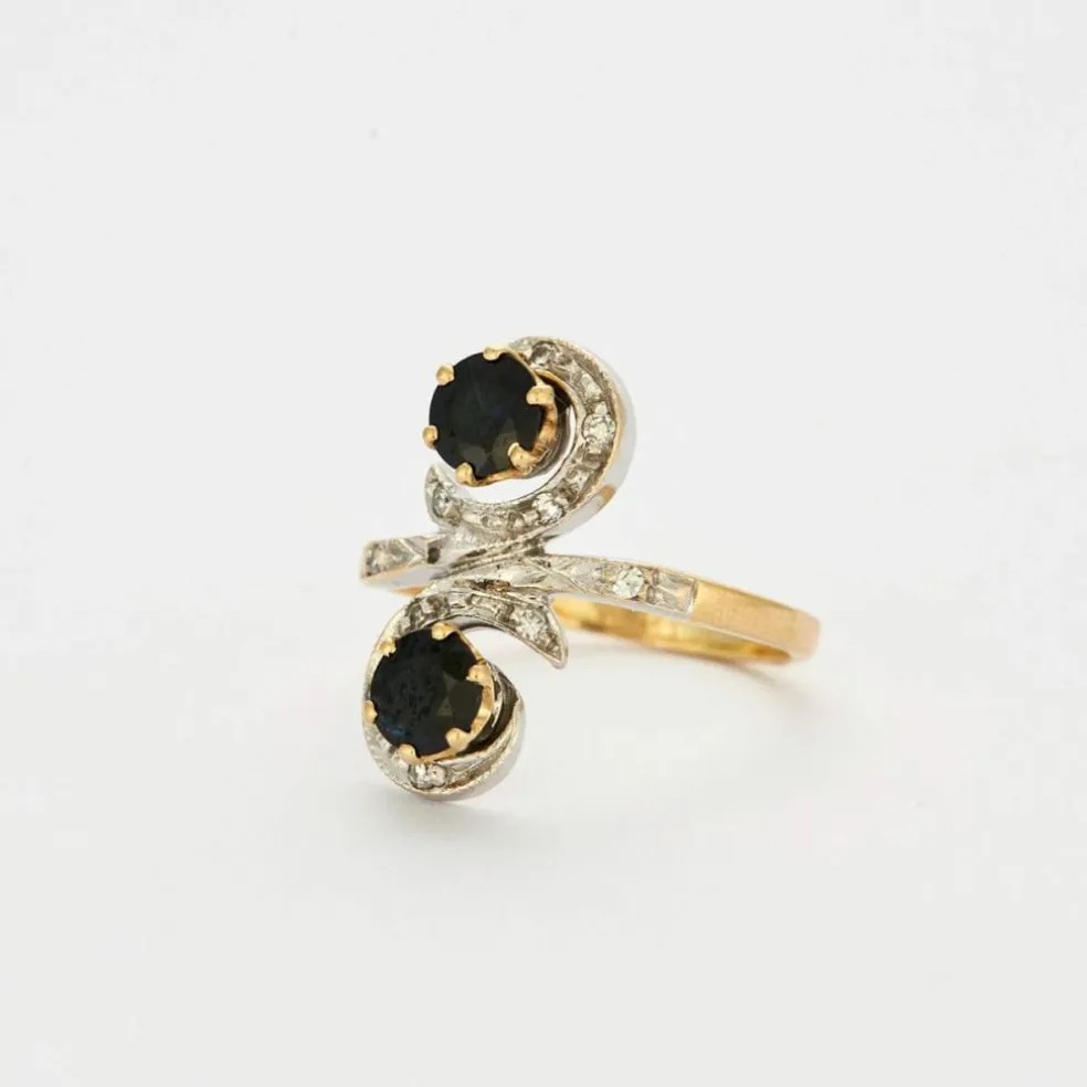 Bague Toi et Moi or saphirs et diamants