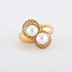 Bague Toi et Moi perles et Diamants