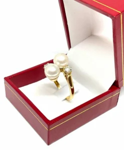 Bague toi et moi perles et diamants